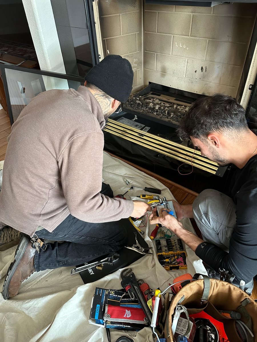 Firebox repair in progress with the surround protected